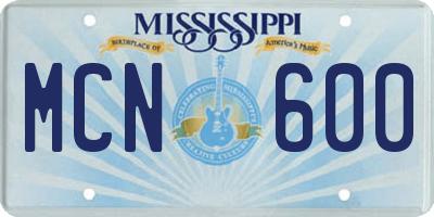 MS license plate MCN600