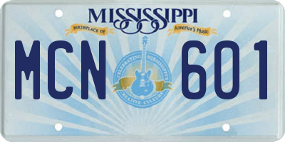 MS license plate MCN601