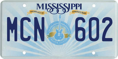MS license plate MCN602