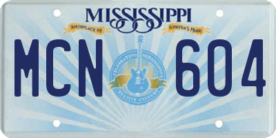 MS license plate MCN604