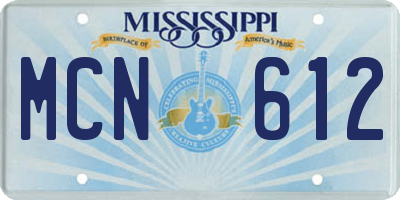 MS license plate MCN612