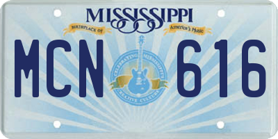 MS license plate MCN616