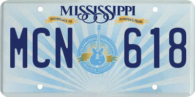 MS license plate MCN618
