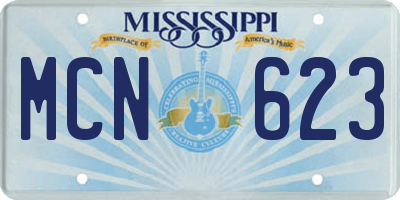 MS license plate MCN623