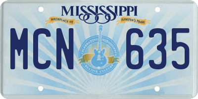 MS license plate MCN635