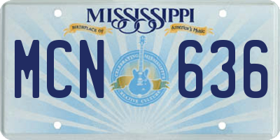 MS license plate MCN636