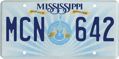 MS license plate MCN642
