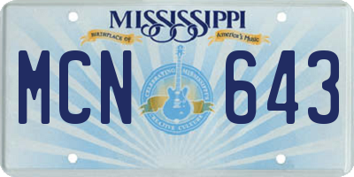 MS license plate MCN643