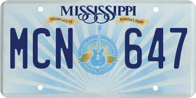 MS license plate MCN647