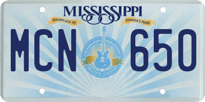 MS license plate MCN650