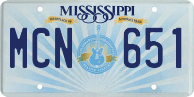 MS license plate MCN651