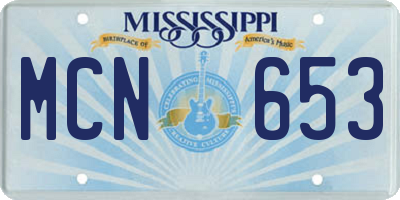 MS license plate MCN653