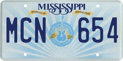 MS license plate MCN654