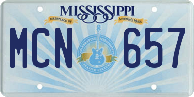 MS license plate MCN657