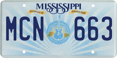 MS license plate MCN663