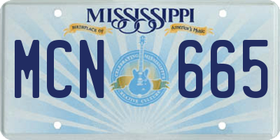 MS license plate MCN665