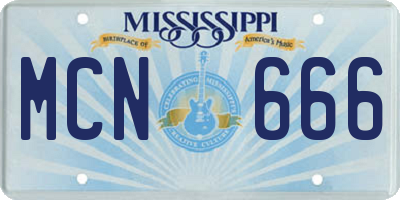 MS license plate MCN666