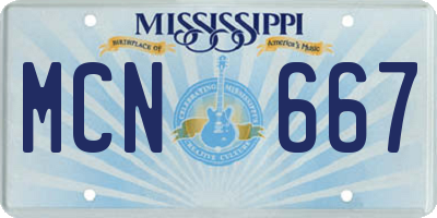 MS license plate MCN667