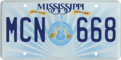 MS license plate MCN668
