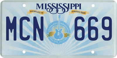 MS license plate MCN669
