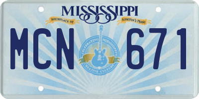 MS license plate MCN671