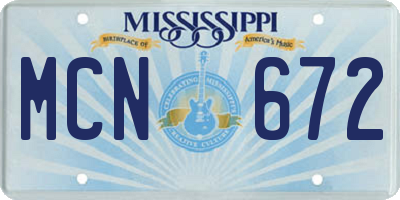MS license plate MCN672