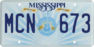 MS license plate MCN673