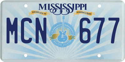 MS license plate MCN677