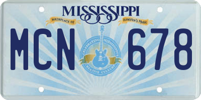 MS license plate MCN678