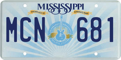 MS license plate MCN681
