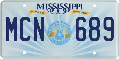 MS license plate MCN689