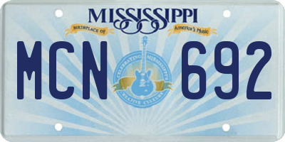 MS license plate MCN692