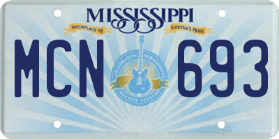 MS license plate MCN693