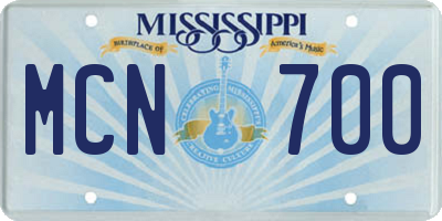 MS license plate MCN700