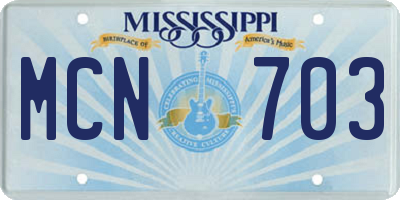 MS license plate MCN703