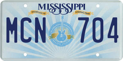 MS license plate MCN704