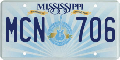 MS license plate MCN706