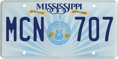 MS license plate MCN707