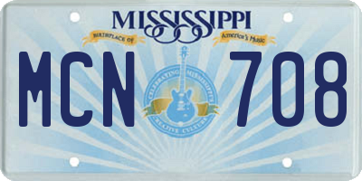 MS license plate MCN708