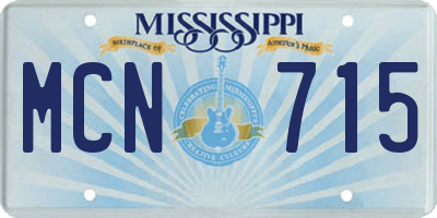 MS license plate MCN715