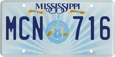 MS license plate MCN716