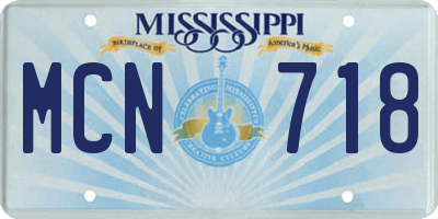 MS license plate MCN718