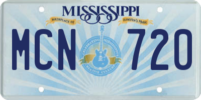 MS license plate MCN720