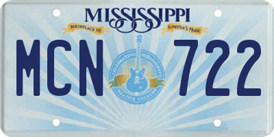 MS license plate MCN722