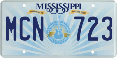 MS license plate MCN723