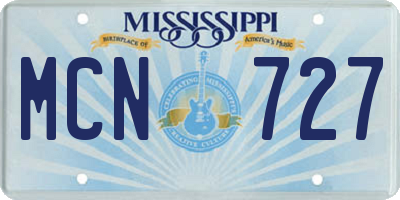 MS license plate MCN727