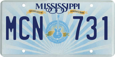 MS license plate MCN731