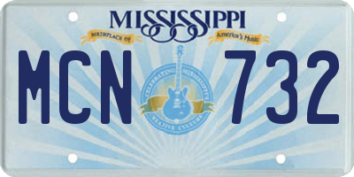 MS license plate MCN732