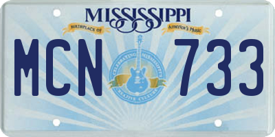 MS license plate MCN733