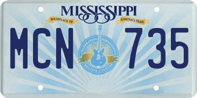 MS license plate MCN735
